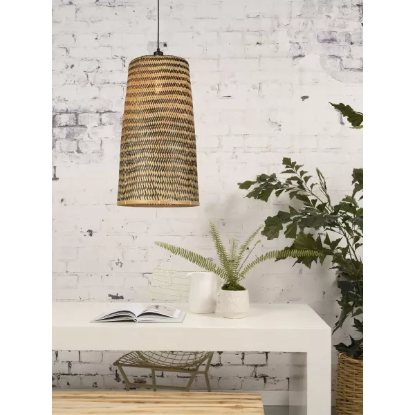 Lampe à suspension en bambou KALIMANTAN H66 (naturel, noir)