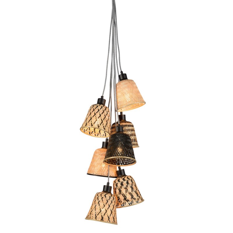 KaliMANTAN 7 bamboo suspension lamp lamp shade (natural, black) to associate with Scandinavian Hanging Lamps With a Clean Design