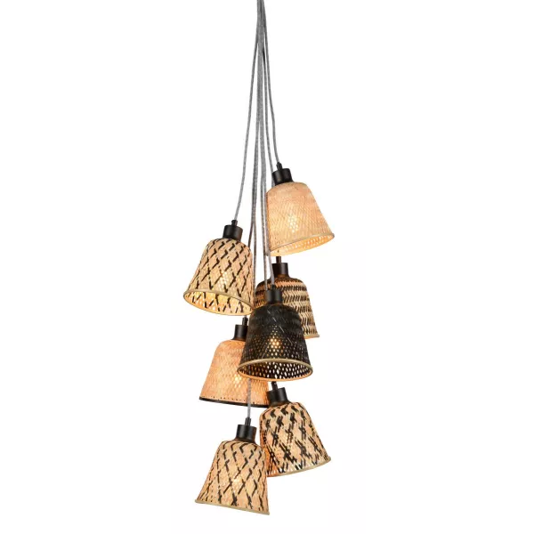 KaliMANTAN 7 bamboo suspension lamp lamp shade (natural, black) to associate with Scandinavian Hanging Lamps With a Clean Design