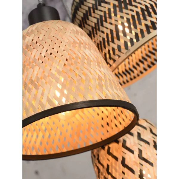 KaliMANTAN 7 bamboo suspension lamp lamp shade (natural, black) to associate with Rattan Hanging Lamps For A Natural Style