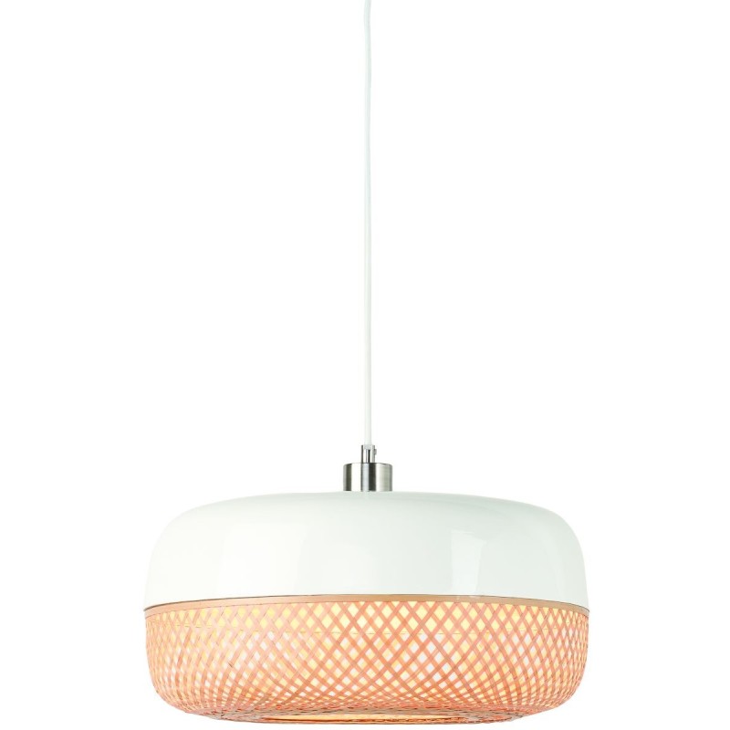 Lampe à suspension en bambou MEKONG plat (Ø 40 cm) (blanc, naturel)