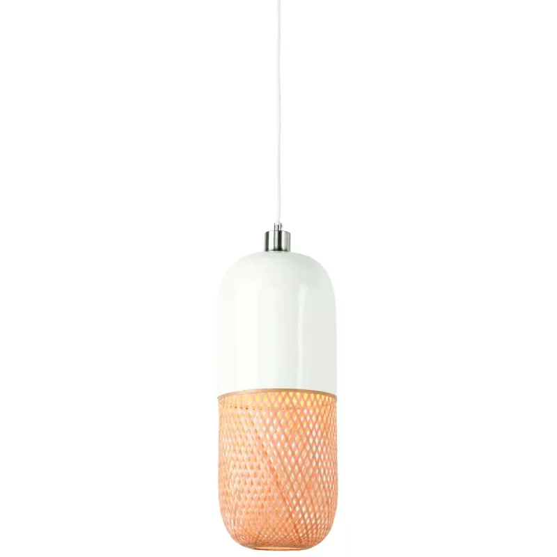 Lampe à suspension en bambou MEKONG oval (Ø 40 cm) (blanc, naturel)