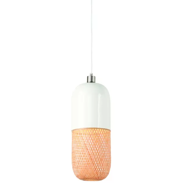 Lampe à suspension en bambou MEKONG oval (Ø 40 cm) (blanc, naturel)