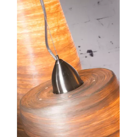 Lampe à suspension en abaca SAHARA XL 2 abat-jours (naturel)