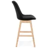 Tabouret de bar mi-hauteur design scandinave en velours pieds couleur naturelle CAMY MINI (noir)