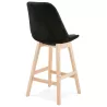 Tabouret de bar mi-hauteur design scandinave en velours pieds couleur naturelle CAMY MINI (noir)