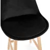 Tabouret de bar mi-hauteur design scandinave en velours pieds couleur naturelle CAMY MINI (noir)