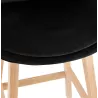 Tabouret de bar mi-hauteur design scandinave en velours pieds couleur naturelle CAMY MINI (noir)