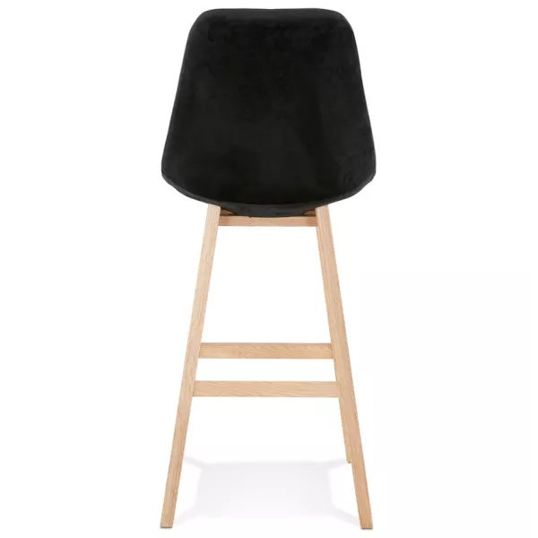 Tabouret de bar design scandinave en velours pieds couleur naturelle CAMY (noir)