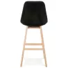 Tabouret de bar design scandinave en velours pieds couleur naturelle CAMY (noir)