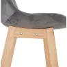 Tabouret de bar mi-hauteur design scandinave en velours pieds couleur naturelle CAMY MINI (gris)