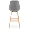 Tabouret de bar design scandinave en velours pieds couleur naturelle CAMY (gris)