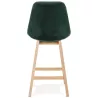 Tabouret de bar mi-hauteur design scandinave en velours pieds couleur naturelle CAMY MINI (vert)