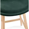 Tabouret de bar mi-hauteur design scandinave en velours pieds couleur naturelle CAMY MINI (vert)