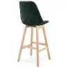 Tabouret de bar design scandinave en velours pieds couleur naturelle CAMY (vert)