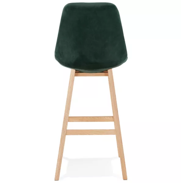 Tabouret de bar design scandinave en velours pieds couleur naturelle CAMY (vert)