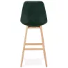 Tabouret de bar design scandinave en velours pieds couleur naturelle CAMY (vert)