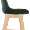 Tabouret de bar design scandinave en velours pieds couleur naturelle CAMY (vert)