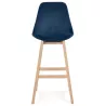 Tabouret de bar design scandinave en velours pieds couleur naturelle CAMY (bleu)