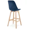 Tabouret de bar design scandinave en velours pieds couleur naturelle CAMY (bleu)