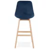 Tabouret de bar design scandinave en velours pieds couleur naturelle CAMY (bleu)