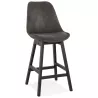 Tabouret de bar mi-hauteur vintage en microfibre pieds noirs LILY MINI (gris foncé)