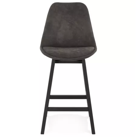 Tabouret de bar mi-hauteur vintage en microfibre pieds noirs LILY MINI (gris foncé)