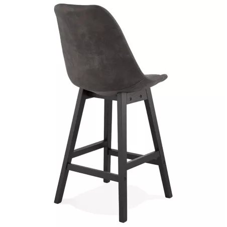 Tabouret de bar mi-hauteur vintage en microfibre pieds noirs LILY MINI (gris foncé)