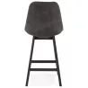 Tabouret de bar mi-hauteur vintage en microfibre pieds noirs LILY MINI (gris foncé)