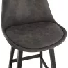 Tabouret de bar mi-hauteur vintage en microfibre pieds noirs LILY MINI (gris foncé)