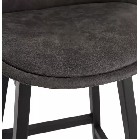 Tabouret de bar mi-hauteur vintage en microfibre pieds noirs LILY MINI (gris foncé)