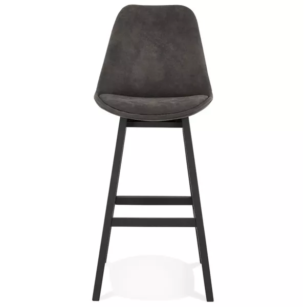 Tabouret de bar vintage en microfibre pieds métal noir LILY (gris foncé)