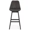 Tabouret de bar vintage en microfibre pieds métal noir LILY (gris foncé)