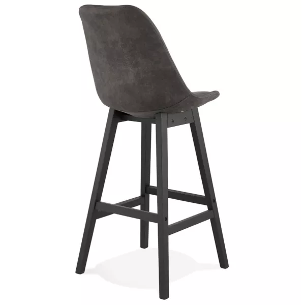 Tabouret de bar vintage en microfibre pieds métal noir LILY (gris foncé)