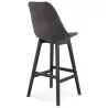 Tabouret de bar vintage en microfibre pieds métal noir LILY (gris foncé)