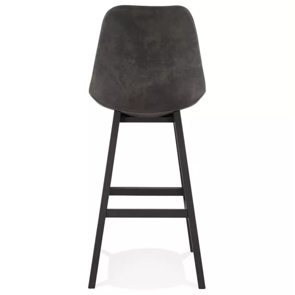 Tabouret de bar vintage en microfibre pieds métal noir LILY (gris foncé)