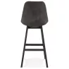 Tabouret de bar vintage en microfibre pieds métal noir LILY (gris foncé)