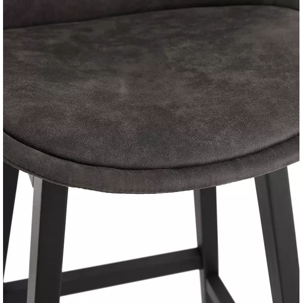 Tabouret de bar vintage en microfibre pieds métal noir LILY (gris foncé)