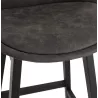 Tabouret de bar vintage en microfibre pieds métal noir LILY (gris foncé)