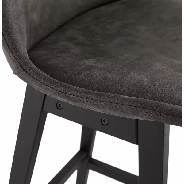 Tabouret de bar vintage en microfibre pieds métal noir LILY (gris foncé)