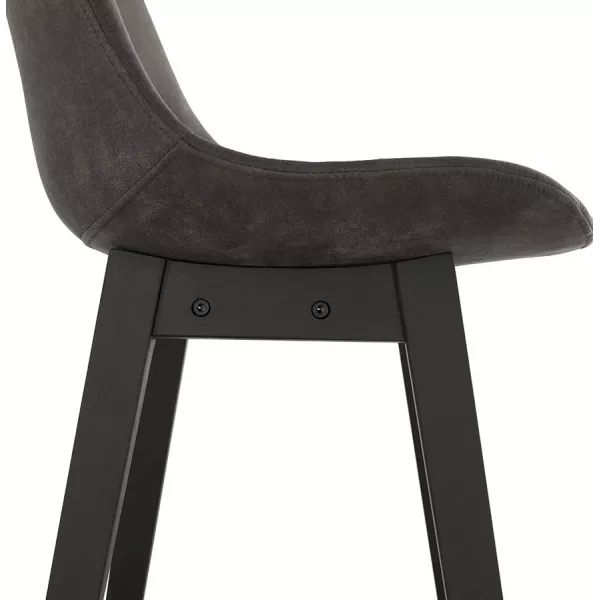 Tabouret de bar vintage en microfibre pieds métal noir LILY (gris foncé)