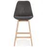 Tabouret de bar mi-hauteur design scandinave en microfibre pieds couleur naturelle LILY MINI (gris foncé)