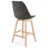 Tabouret de bar mi-hauteur design scandinave en microfibre pieds couleur naturelle LILY MINI (gris foncé)