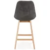 Tabouret de bar mi-hauteur design scandinave en microfibre pieds couleur naturelle LILY MINI (gris foncé)