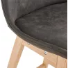 Tabouret de bar mi-hauteur design scandinave en microfibre pieds couleur naturelle LILY MINI (gris foncé)