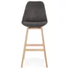 Tabouret de bar design scandinave en microfibre pieds couleur naturelle LILY (gris foncé)