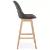 Tabouret de bar design scandinave en microfibre pieds couleur naturelle LILY (gris foncé)