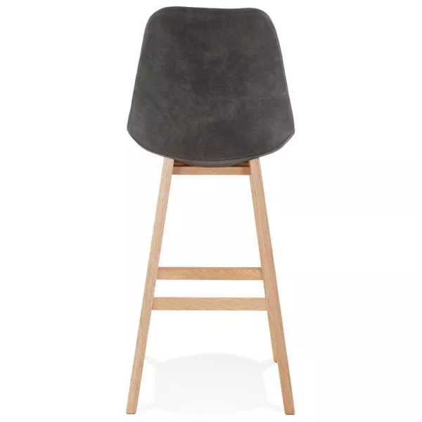 Tabouret de bar design scandinave en microfibre pieds couleur naturelle LILY (gris foncé)