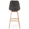 Tabouret de bar design scandinave en microfibre pieds couleur naturelle LILY (gris foncé)