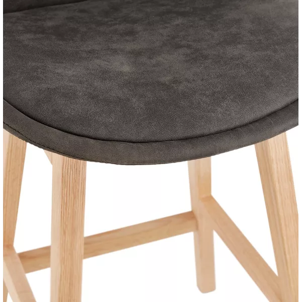 Tabouret de bar design scandinave en microfibre pieds couleur naturelle LILY (gris foncé)